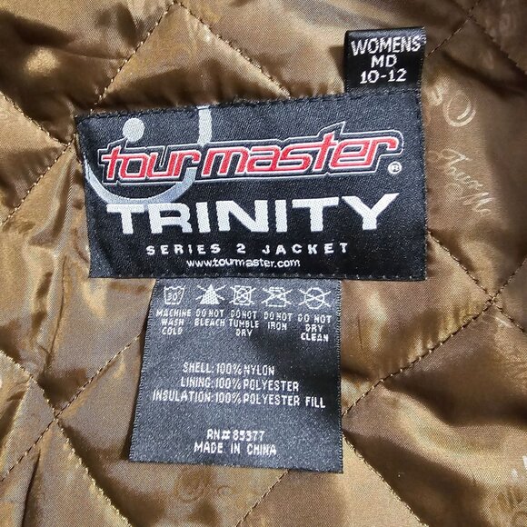 Tourmaster Trinity Series 2 Womens Motorcycle Jacket M Brown Zipout Liner Biker - Picture 13 of 16